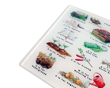 Load image into Gallery viewer, The Gardener&#39;s Alphabet Glass Cutting Board
