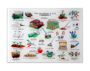 The Gardener's Alphabet Glass Cutting Board