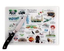 Load image into Gallery viewer, The London Alphabet Glass Cutting Board
