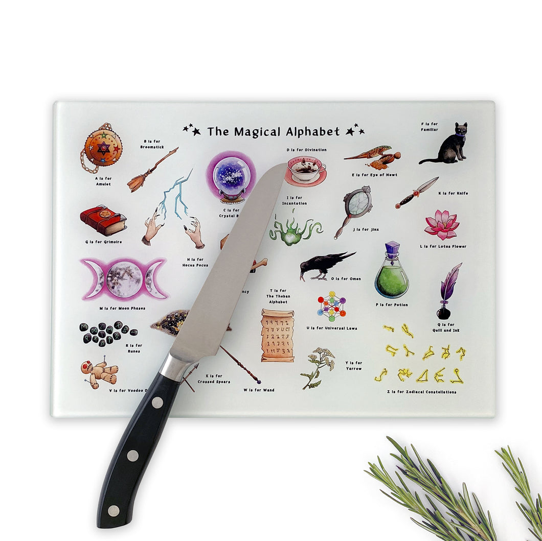The Magical Alphabet Glass Cutting Board