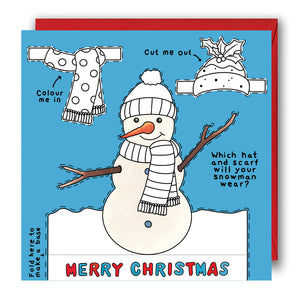 Activity Christmas Card - 'Dress a Snowman' Colouring In