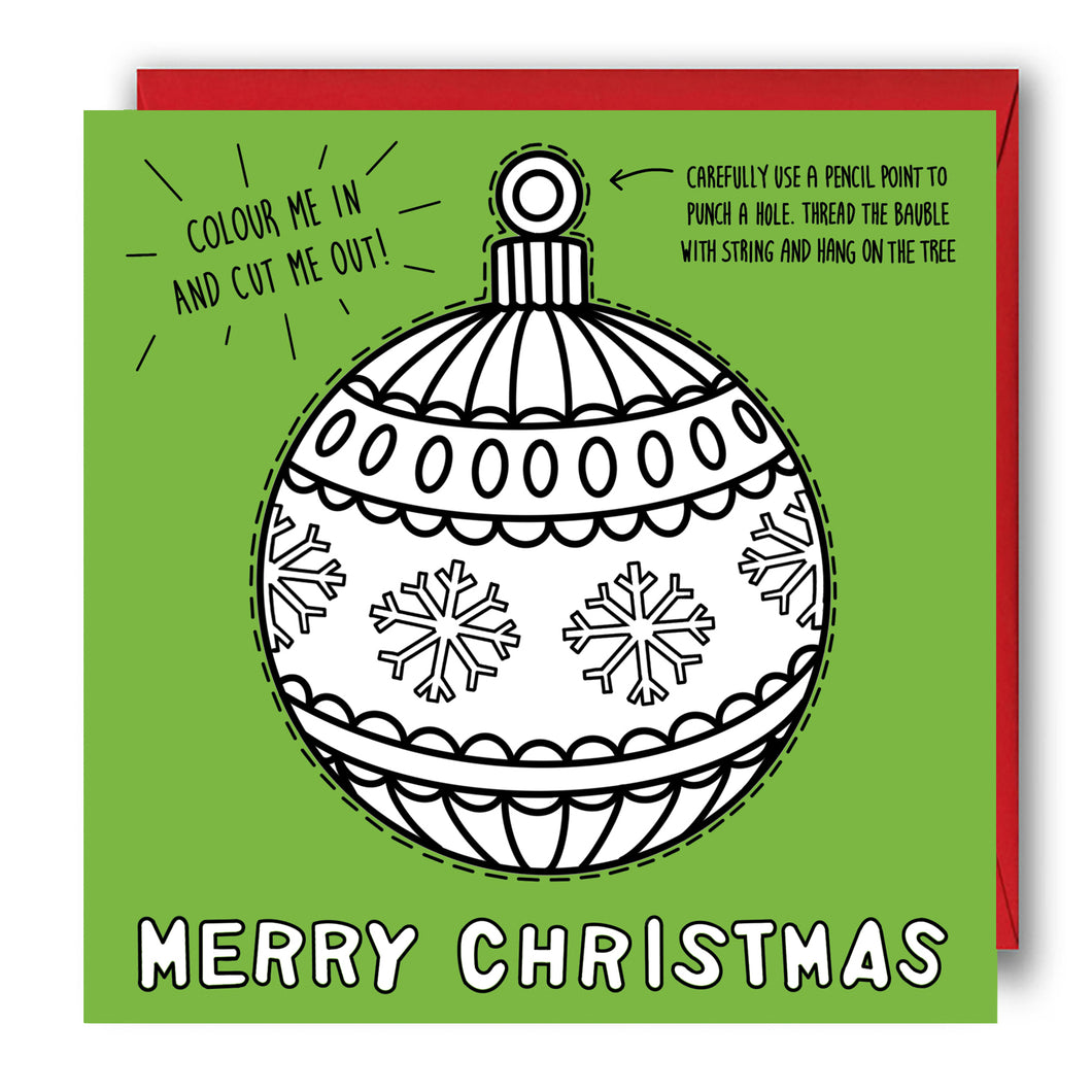 Activity Christmas Card - Colouring in Christmas Bauble