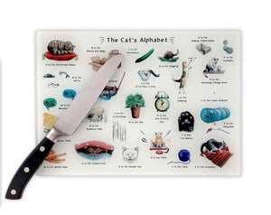 The Cat's Alphabet Glass Cutting Board