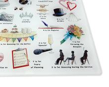 Load image into Gallery viewer, The Wedding Alphabet Glass Cutting Board
