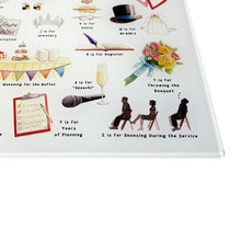 Load image into Gallery viewer, The Wedding Alphabet Glass Cutting Board
