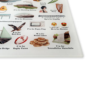 A Very Welsh Alphabet Glass Cutting Board