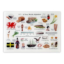 Load image into Gallery viewer, A Very Welsh Alphabet Glass Cutting Board
