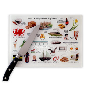 A Very Welsh Alphabet Glass Cutting Board