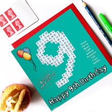 Load image into Gallery viewer, number 9 birthday card
