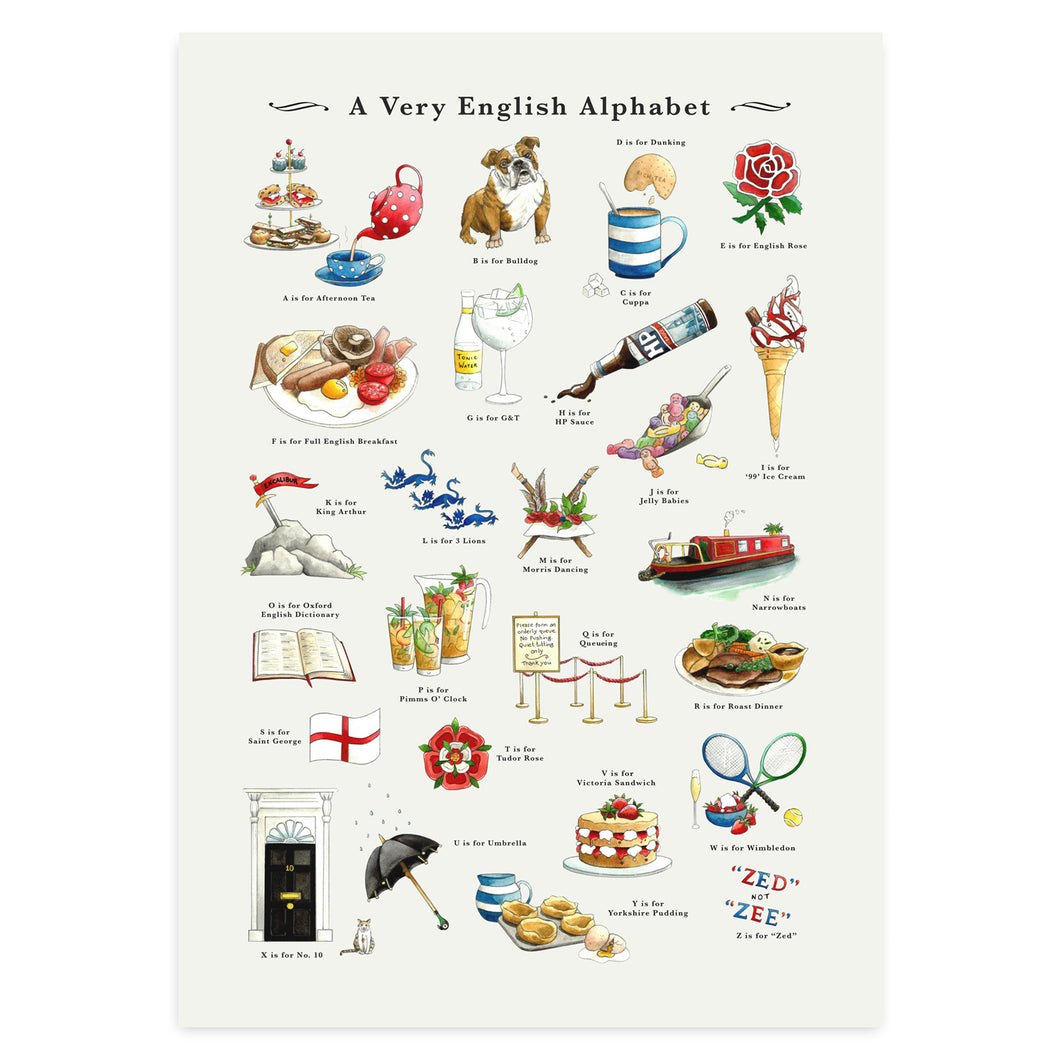 A Very English Alphabet Art Print