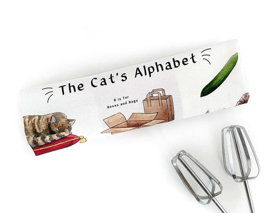 the cats alphabet tea towel gift idea for cat lover  Edit alt text