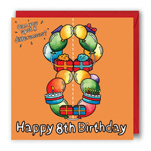 Load image into Gallery viewer, happy 8th birthday card
