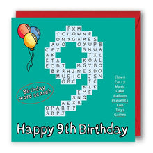 Load image into Gallery viewer, happy 9th birthday card
