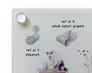 The Cat's Alphabet Glass Cutting Board