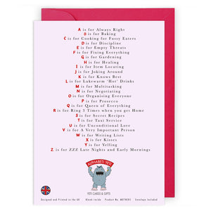 The Mother's Alphabet Greeting Card