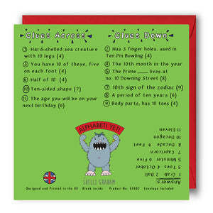 Happy 10th Birthday - Activity Card