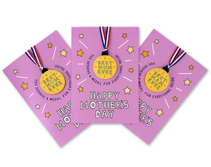 mothers day medal greeting cards, handmade cards in the UK