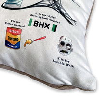 Load image into Gallery viewer, Made to order - The Birmingham Alphabet Faux Suede Cushion
