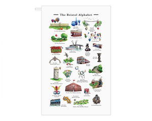 the bristol alphabet tea towel gift idea for someone who lives in bristol in the uk
