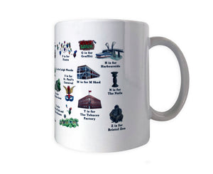 the bristol alphabet mug featuring m shed and the tobacco factory