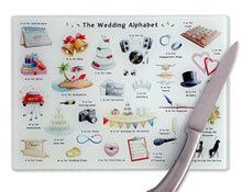 Load image into Gallery viewer, The Wedding Alphabet Glass Cutting Board
