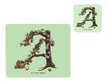 Load image into Gallery viewer, fruit and vegetable alphabet placemat and matching coaster letter a
