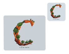 Load image into Gallery viewer, fruit and vegetable alphabet placemat and matching coaster letter c
