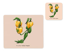 Load image into Gallery viewer, fruit and vegetable alphabet placemat and matching coaster letter y

