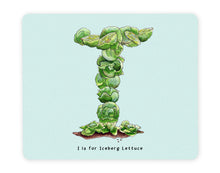 Load image into Gallery viewer, letter i alphabet placemat personalised gift idea for vegans
