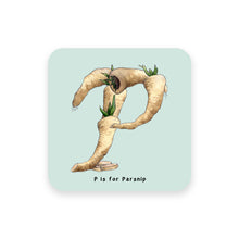 Load image into Gallery viewer, personalised foodie gift idea alphabet coaster letter p

