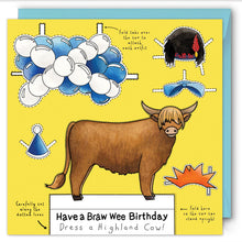 Load image into Gallery viewer, Dress a Highland Cow Birthday Card

