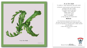 personalised kitchen wall art and recipe card alphabet letter k