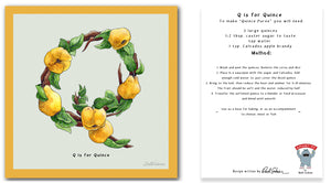 personalised kitchen wall art and recipe card alphabet letter q