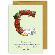 Load image into Gallery viewer, c is for christmas crackers letter c personalised christmas cards
