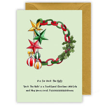 Load image into Gallery viewer, d is for deck the halls alphabet letter d personalised christmas cards
