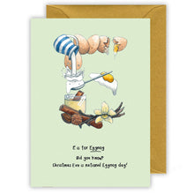 Load image into Gallery viewer, e is for eggnog alphabet letter e personalised christmas card
