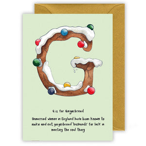 letter g personalised christmas card
