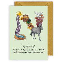 Load image into Gallery viewer, n is for nativity personalised alphabet christmas card
