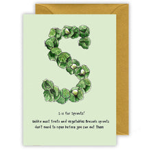 Load image into Gallery viewer, s is for sprouts personalised alphabet letter christmas card
