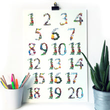 Load image into Gallery viewer, kids wall art numbers chart
