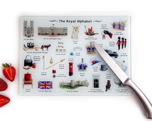 The Royal Alphabet Glass Cutting Board