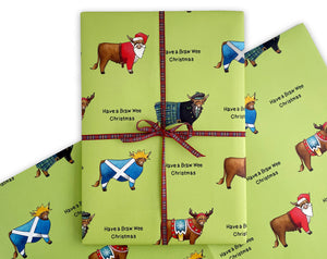 Highland Cow Christmas Gift Wrap
