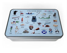 Load image into Gallery viewer, scottish alphabet shortbread shortage tin gift idea for scotland family

