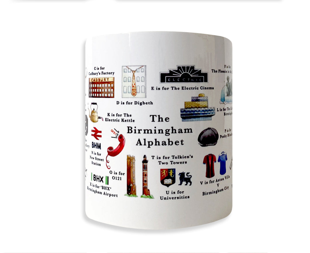 the birmingham alphabet mug featuring birmingham university 