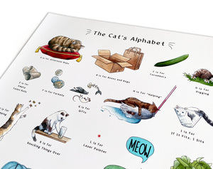 the cats alphabet art print gift idea