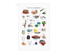 Load image into Gallery viewer, the cats alphabet tea towel, stocking filler gift idea for cat lover 
