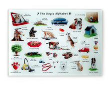 Load image into Gallery viewer, the dogs alphabet cutting board a great gift idea for a dog lover

