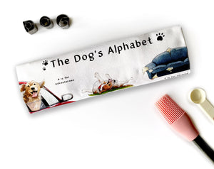the dogs alphabet tea towel letterbox gift idea for dog lover