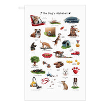 Load image into Gallery viewer, the dogs alphabet tea towel - dog tea towel in the uk
