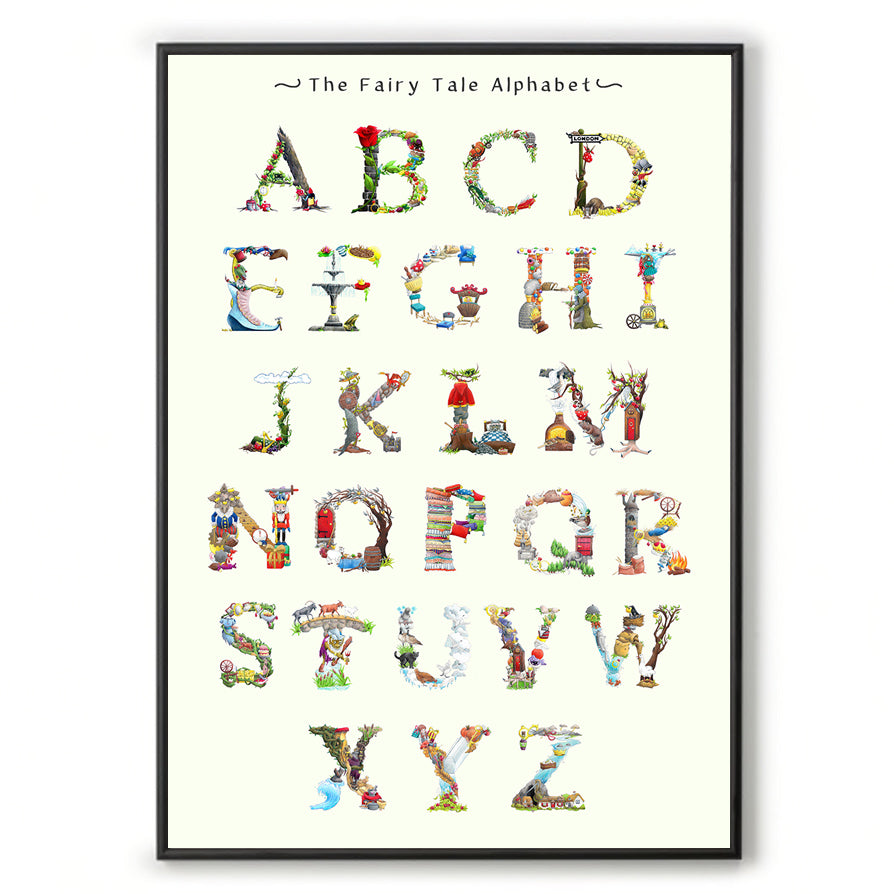 abc wall art fairy tale inspired alphabet print